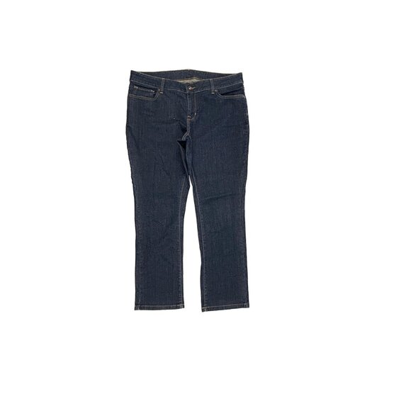 L.L. Bean Modern Fit Straight Women's size 14P Dark Wash Blue Denim Jeans - Picture 1 of 4